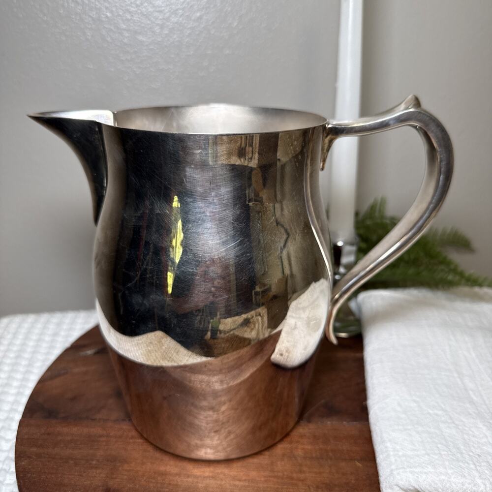 Vintage Wallace Silver Plate Water Pitcher 2467 Mid Century Barware Decor 7.25"